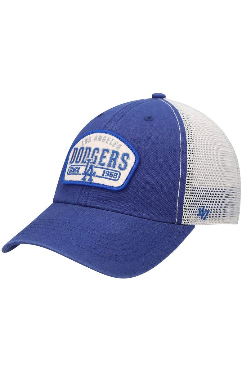 '47 Men's '47 Royal Los Angeles Dodgers Penwald Clean Up Trucker Snapback Hat, Main, color, 