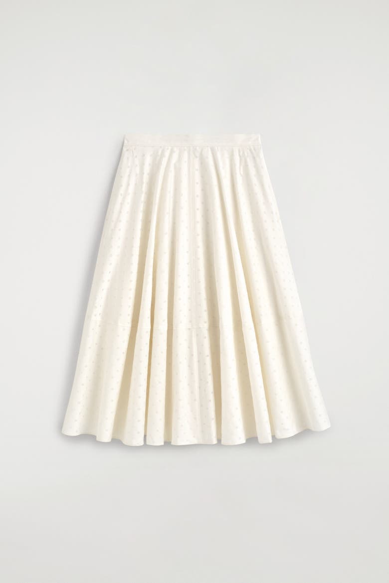 Polka-dot Jacquard Cotton Midi Skirt, Alternate, color, WHITE / POLKA DOT