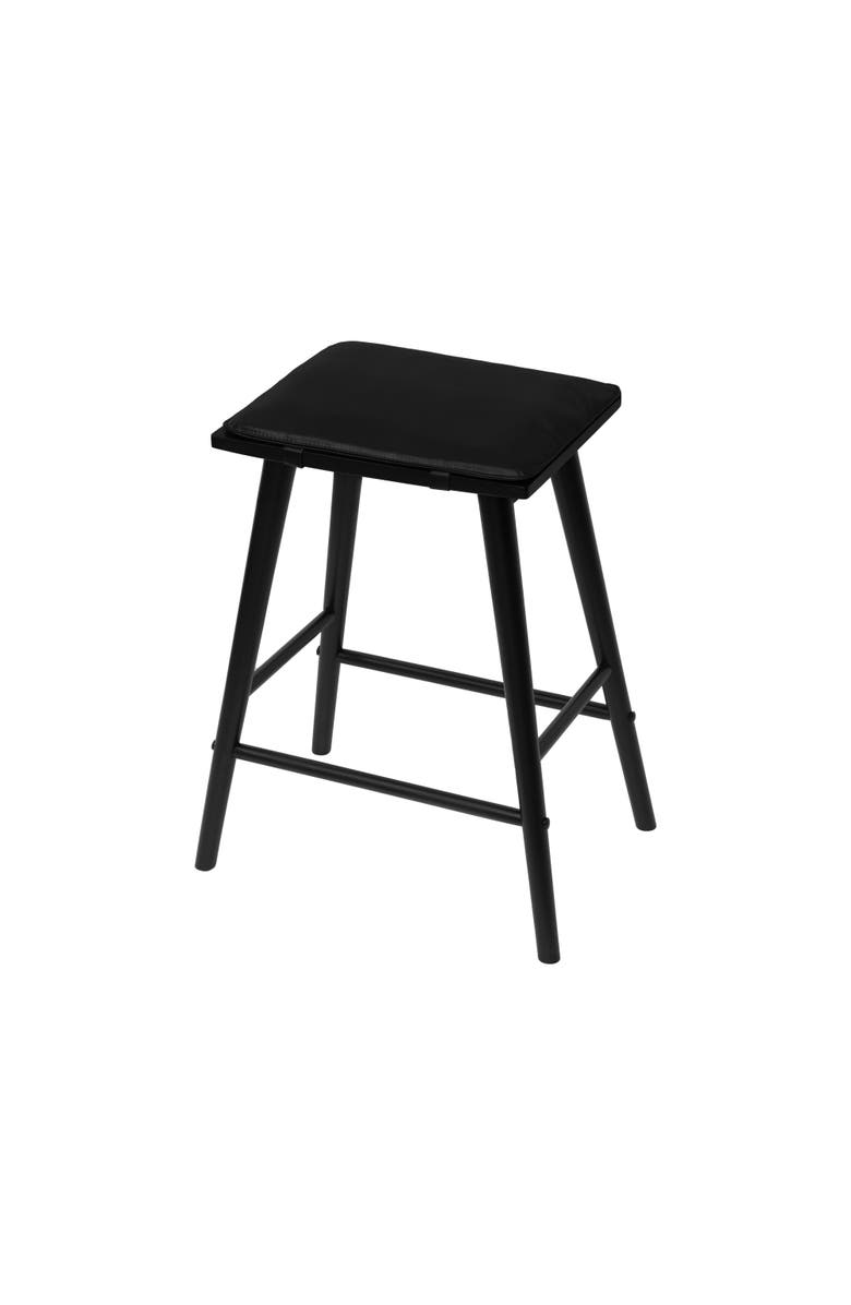 JONATHAN Y Peroni Mid-Century Backless Counter Stool, Vegan Leather Cushioned Seat Solid Wood Frame for Kitchen Island Home Bar, Main, color, Black (26" Counter Stool)