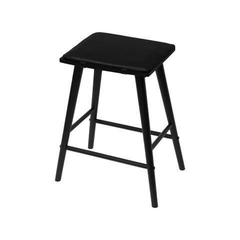 Peroni Mid-Century Backless Counter Stool, Vegan Leather Cushioned Seat Solid Wood Frame for Kitchen Island Home Bar