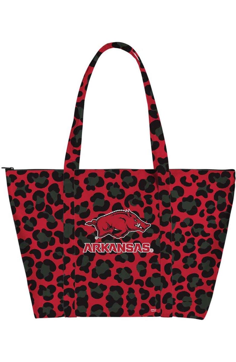 INDIGO FALLS Arkansas Razorbacks Leopard Weekender Tote Bag, Main, color,