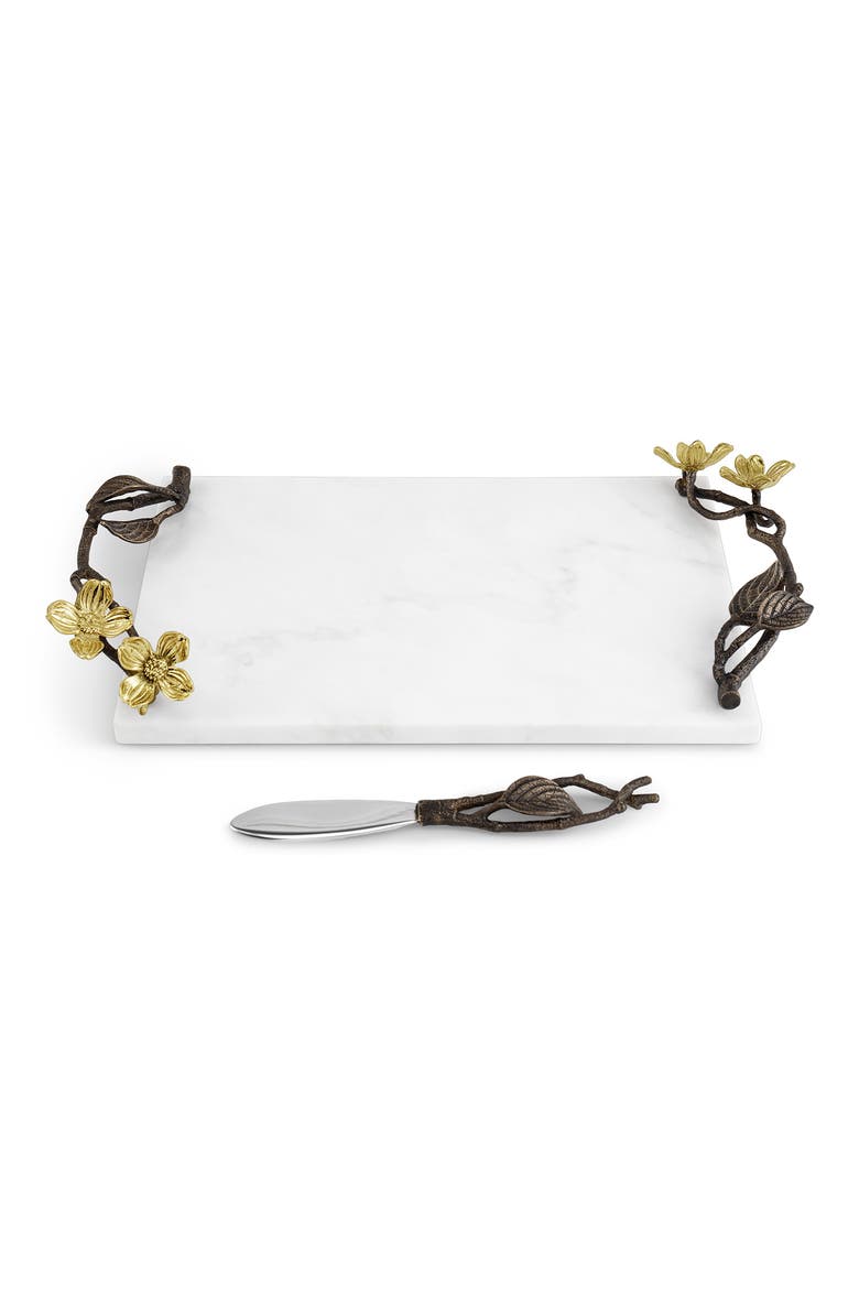 Dogwood Small Cheeseboard & Knife Set, Alternate, color, WHITE MULTI