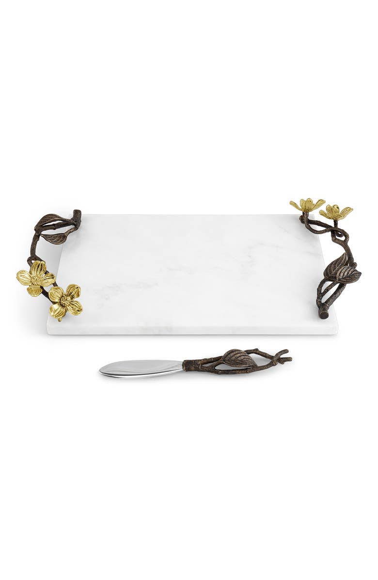 Michael Aram Dogwood Small Cheeseboard & Knife Set, Alternate, color, White Multi