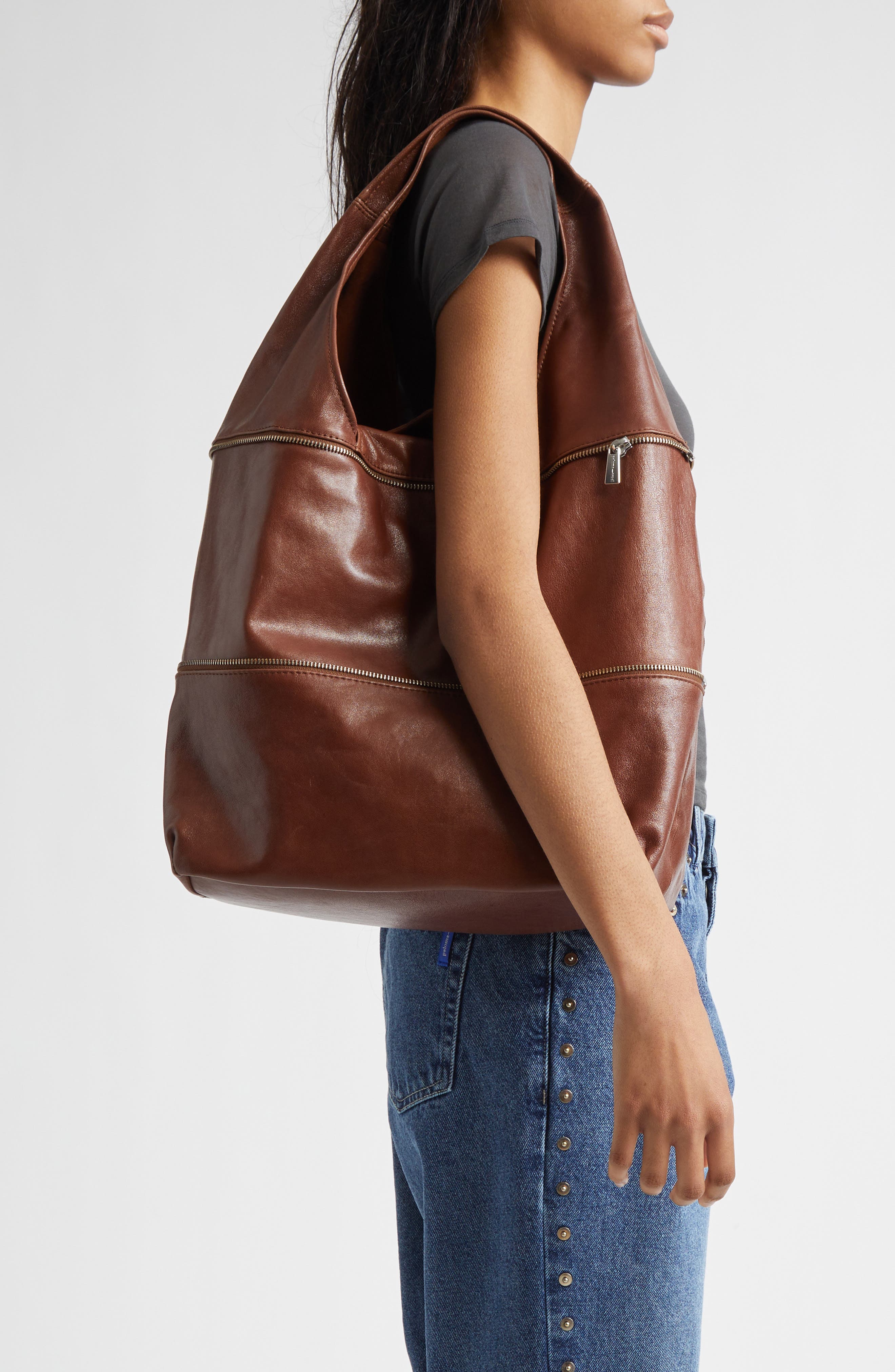 Paloma Wool Riba Convertible Leather Shoulder Bag, Alternate, color, Brown