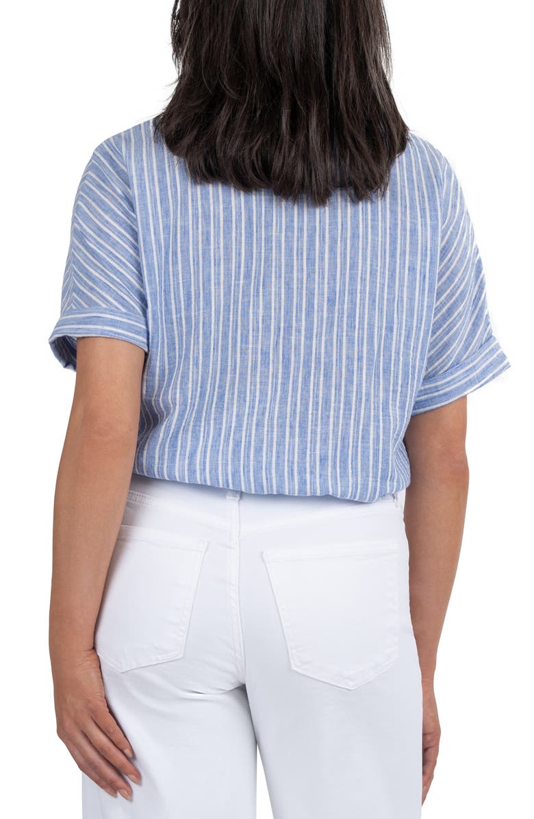 KUT from the Kloth Rebel Stripe Short Sleeve Knotted Crop Shirt, Alternate, color, 