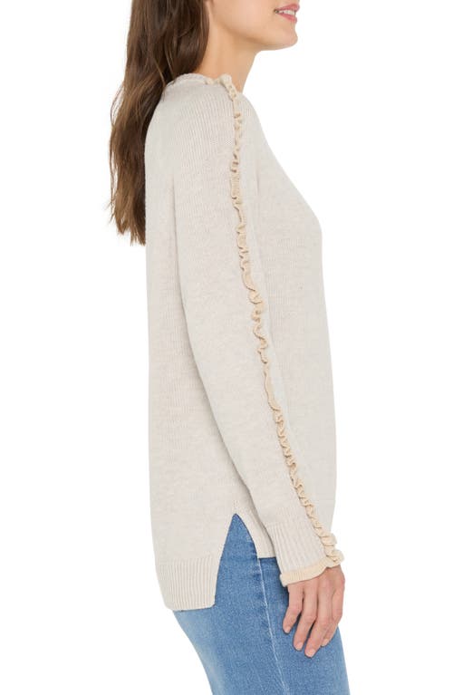 Nic + Zoe Nic+zoe Ruffle Trim Cotton & Cashmere Blend Sweater In Gray