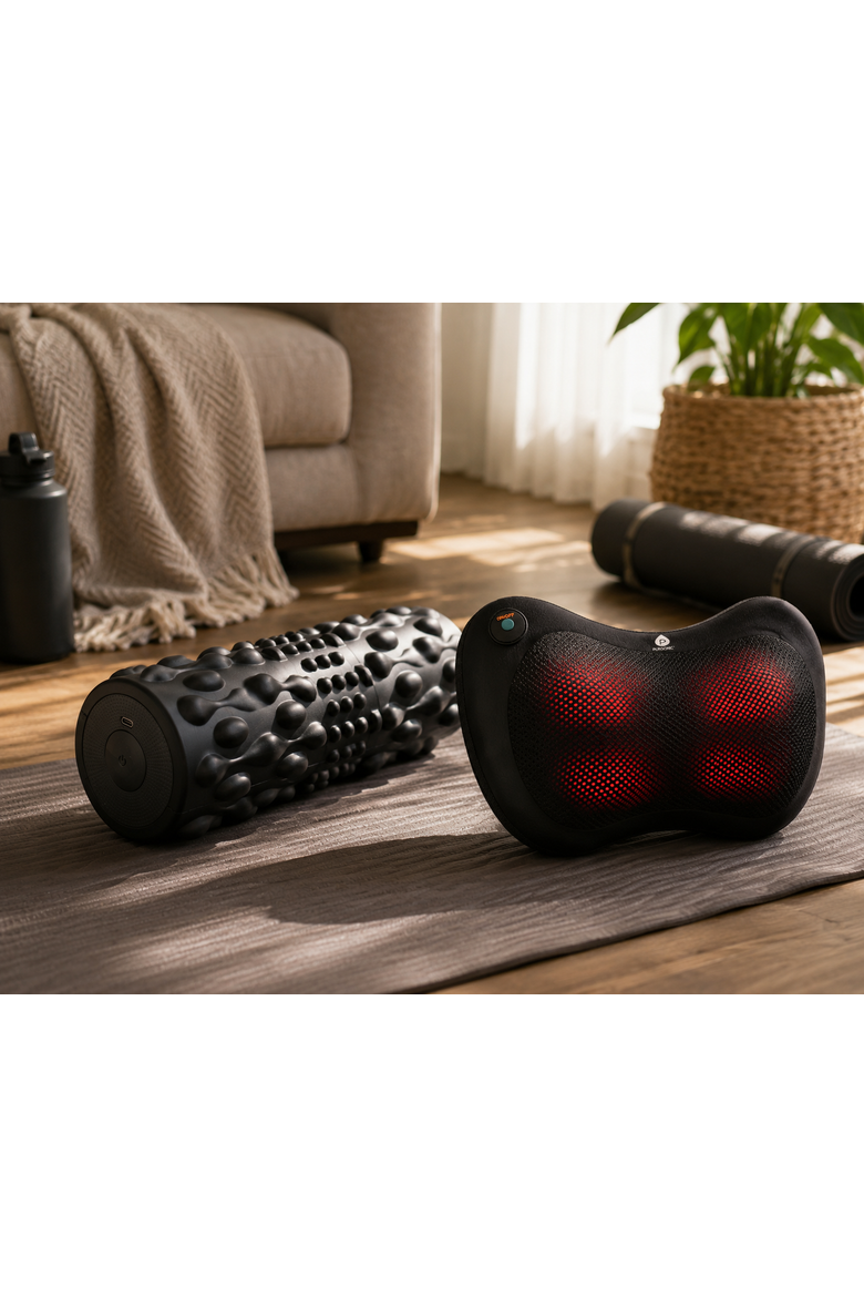 Vibrating Foam Roller & Shiatsu Neck Massager, Alternate, color, Black