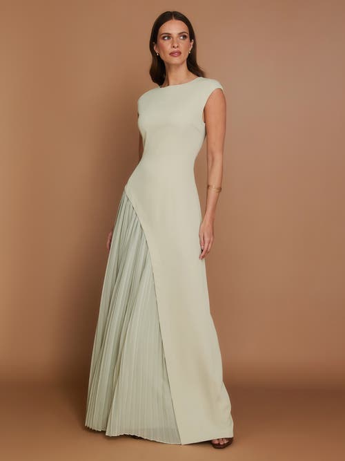Six Stories Pleated Skirt Cap Sleeve Maxi Dress In Green