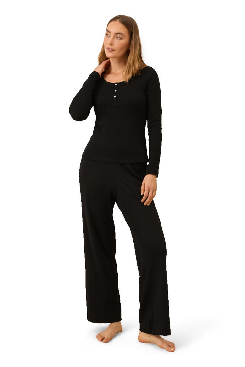 Dream Rib Wide Leg Lounge Pant Made with Organic Cotton, Main, color, Black