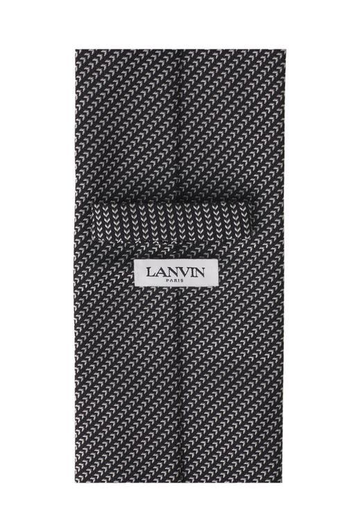 Lanvin Mini Chevron Silk Tie In Gray
