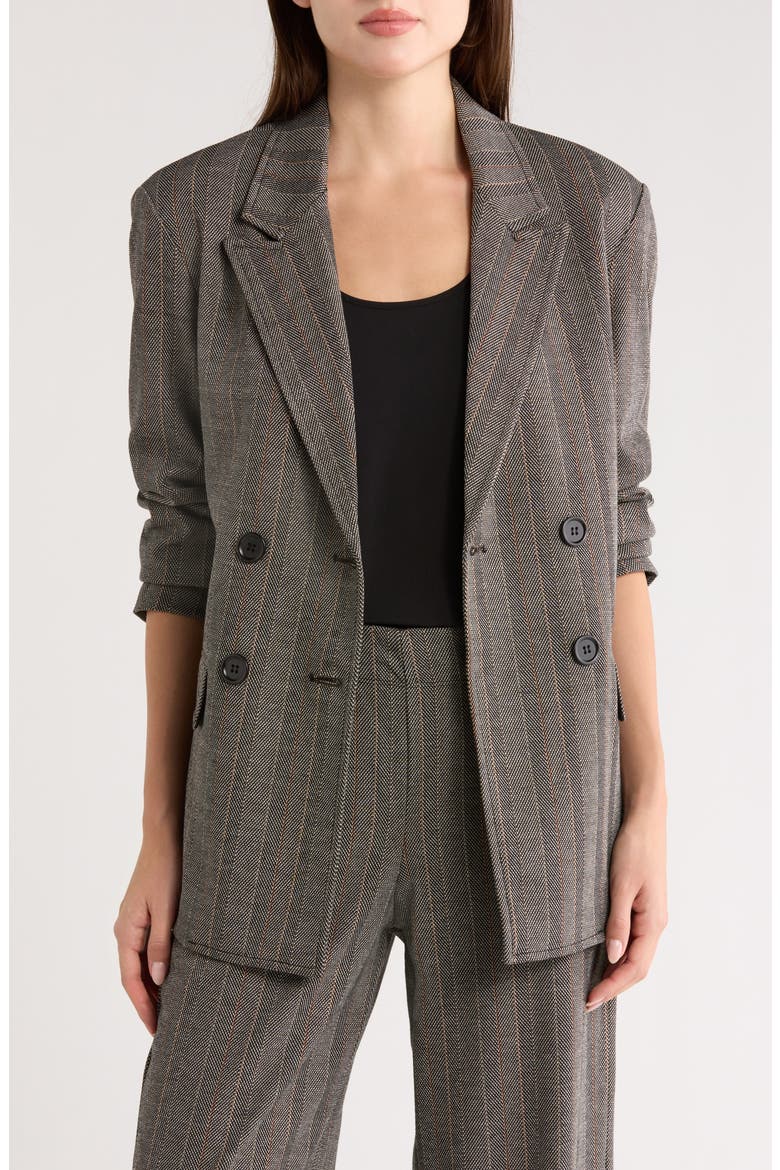 Double Knit Blazer, Main, color, BLACK TAUPE COGNAC