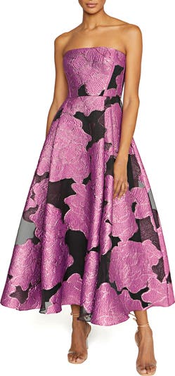 ML Monique Lhuillier Elle Metallic Strapless Jacquard
