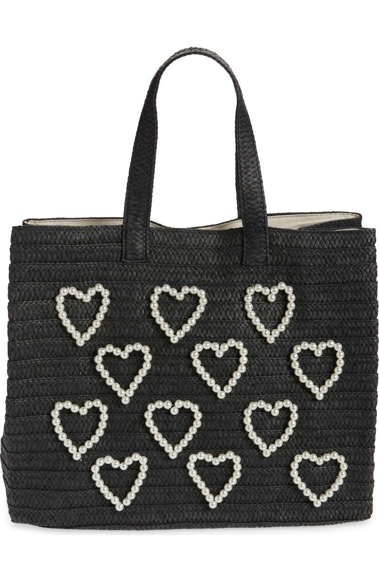 BTB Los Angeles I Heart Straw Tote, Main, color,