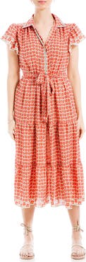 MAX STUDIO Floral Tie Front Shirtdress