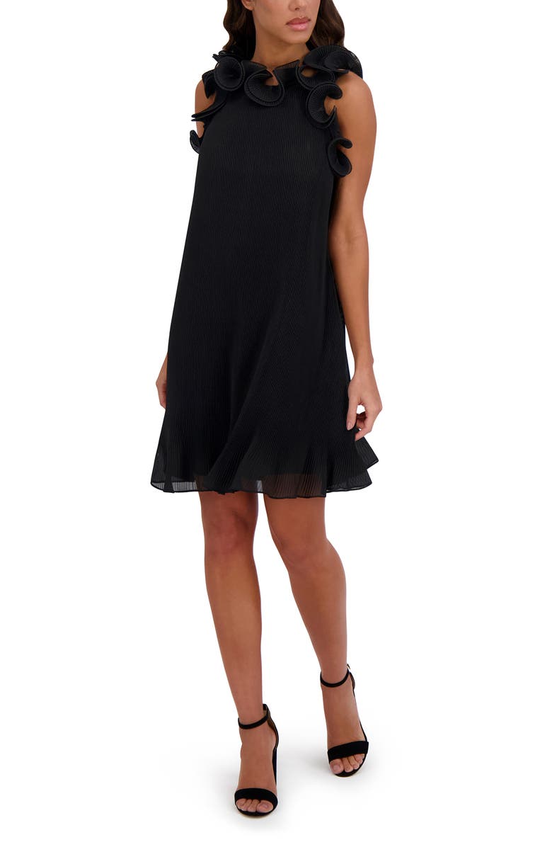 Siena Ruffle Chiffon Shift Minidress, Main, color, Black