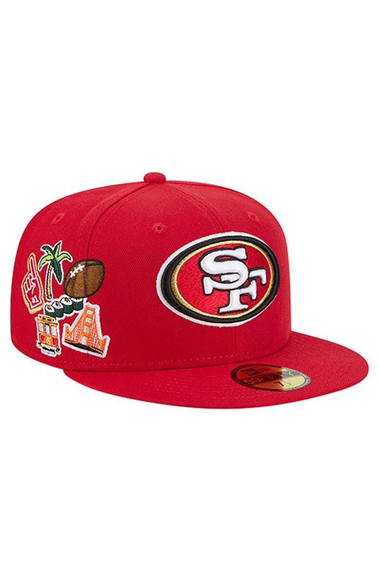 New Era Men
s New Era  Scarlet San Francisco 49ers Group Chat 59FIFTY Fitted Hat, Main, color, Scarlet
