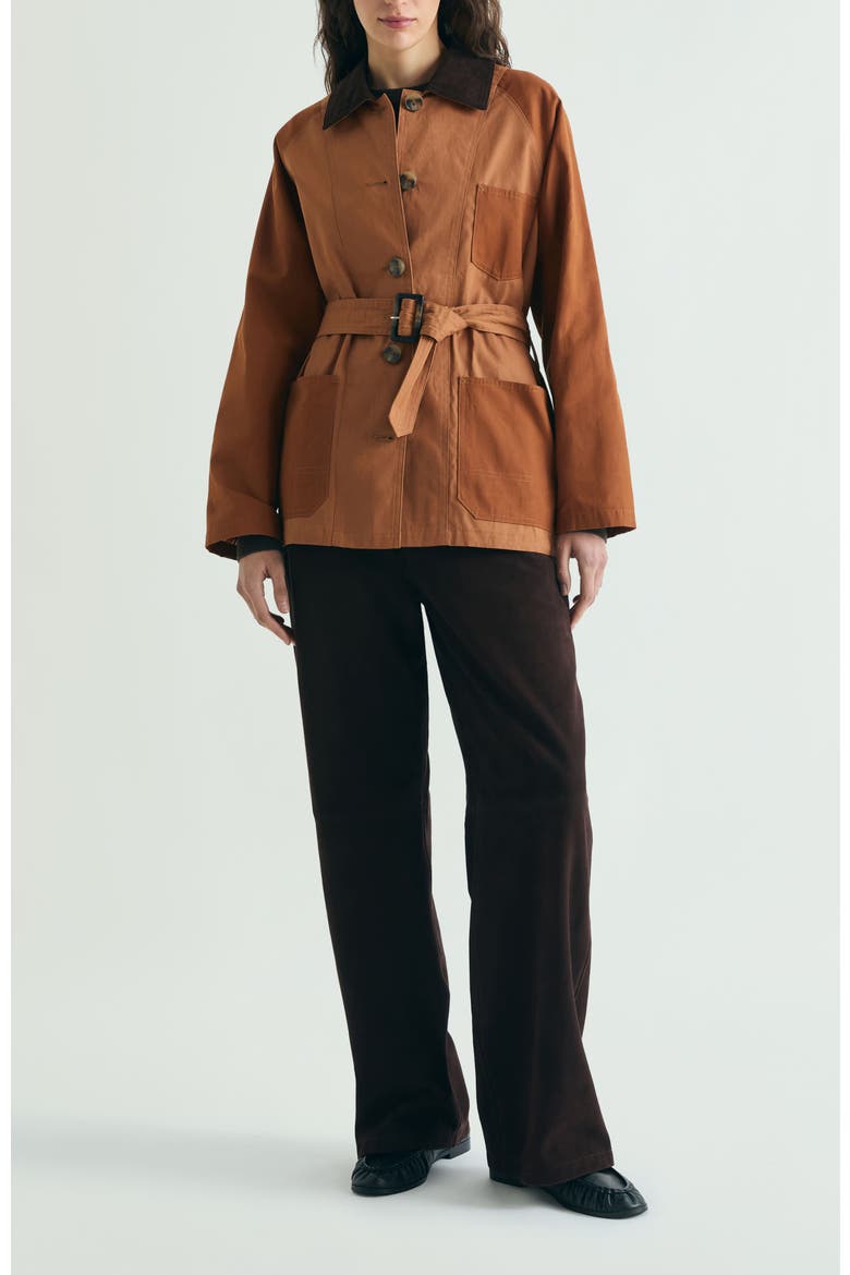 Two-Tone Waxed Jacket, Alternate, color, Terracotta