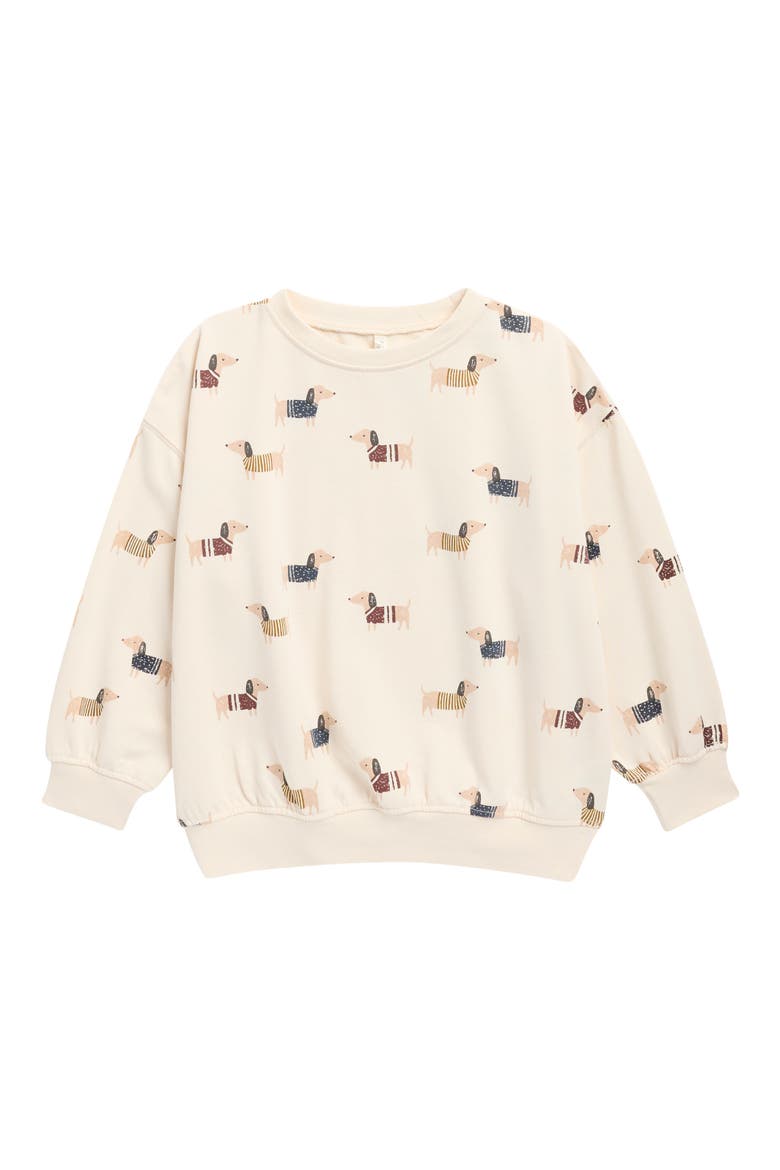 Kids' Dog Print Relaxed Sweatshirt, Main, color, NATURAL