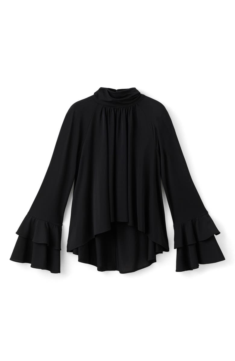 MANGO Flare Sleeve Top, Alternate, color, Black