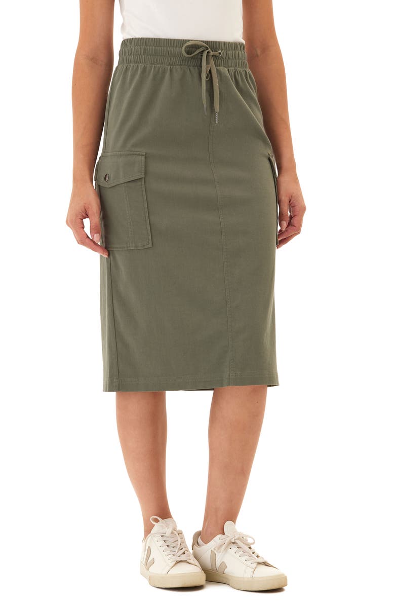 Threads 4 Thought Wynne Stretch Twill Cargo Midi Skirt, Main, color, 