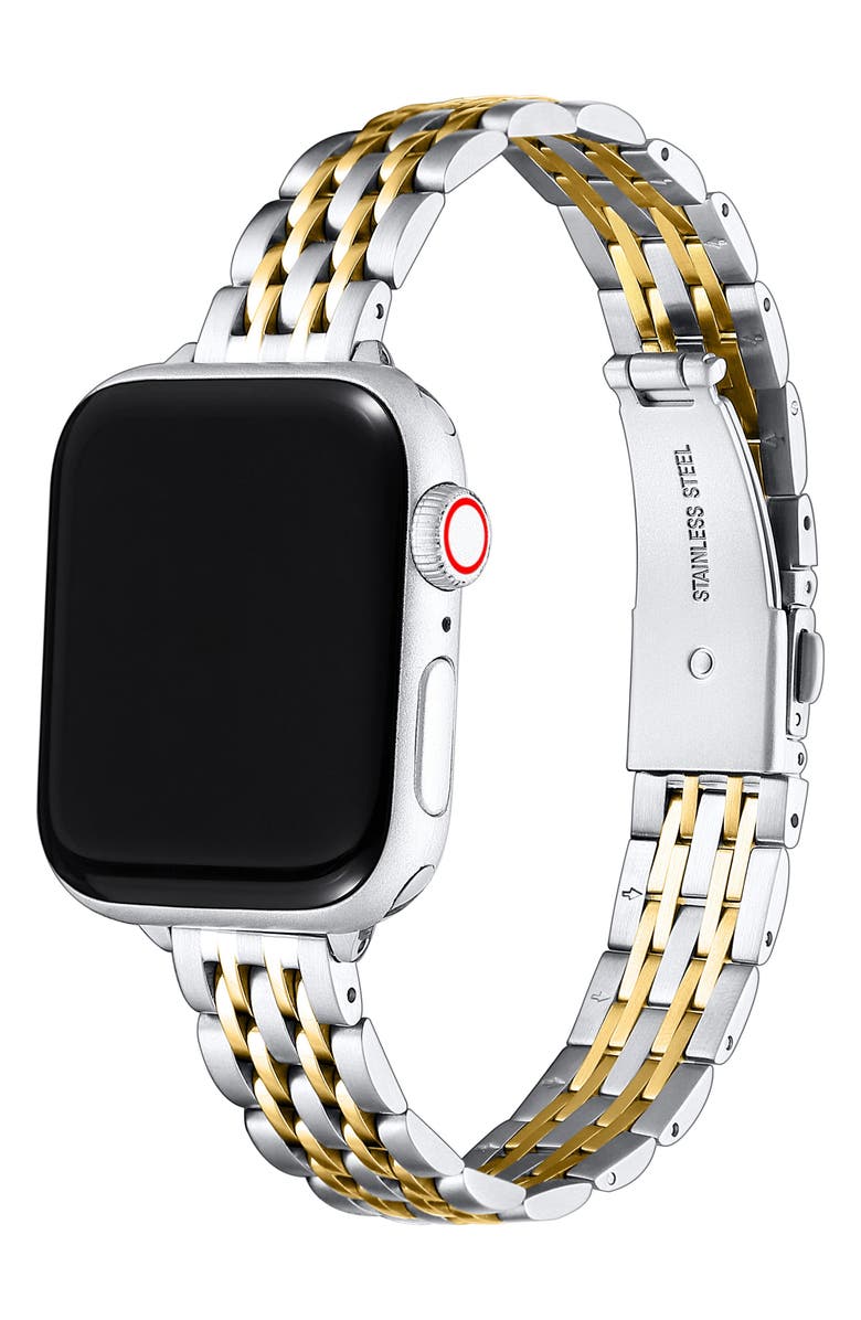 The Posh Tech Rainey Two-Tone Stainless Steel Skinny Apple Watch<sup>®</sup> Bracelet Watchband, Alternate, color,