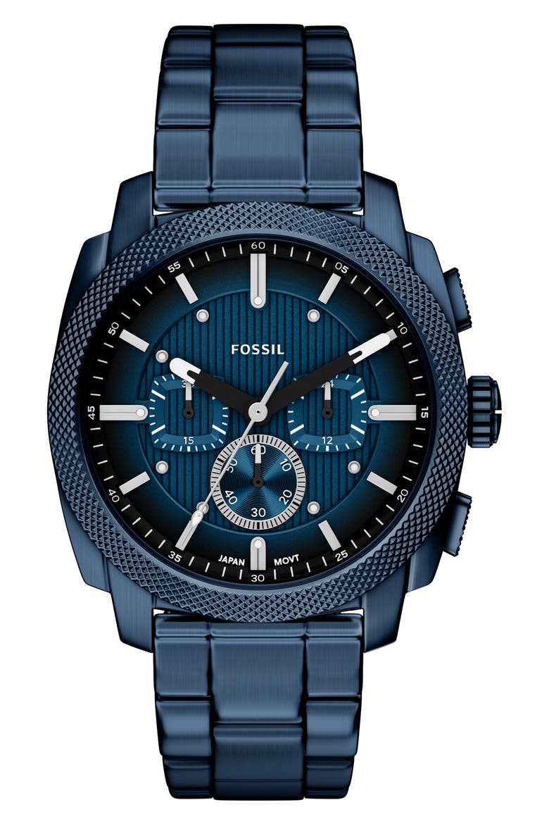Machine Navy Chronograph Bracelet Watch, 44mm, Main, color, NAVY
