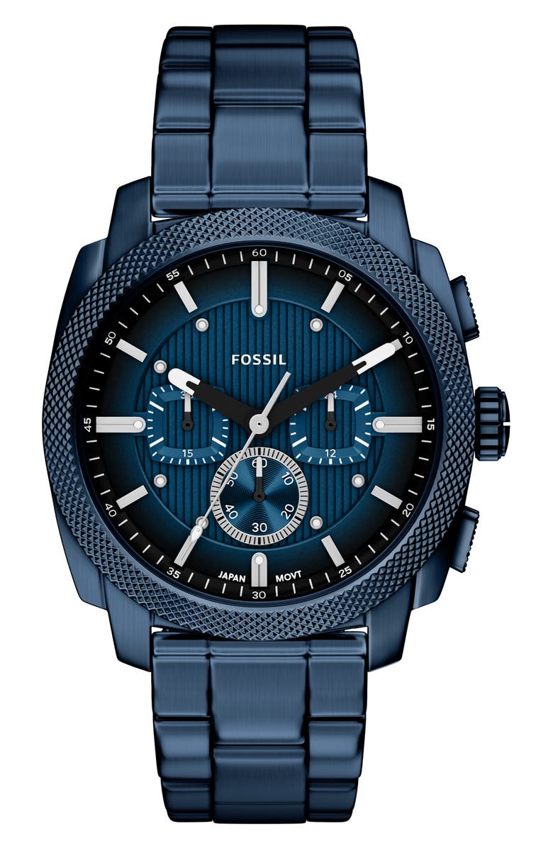 Fossil Machine Navy Chronograph Bracelet Watch, 44mm, Main, color, 