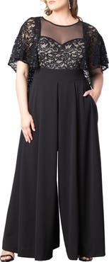 Kiyonna Sequin Lace Cape Jumpsuit