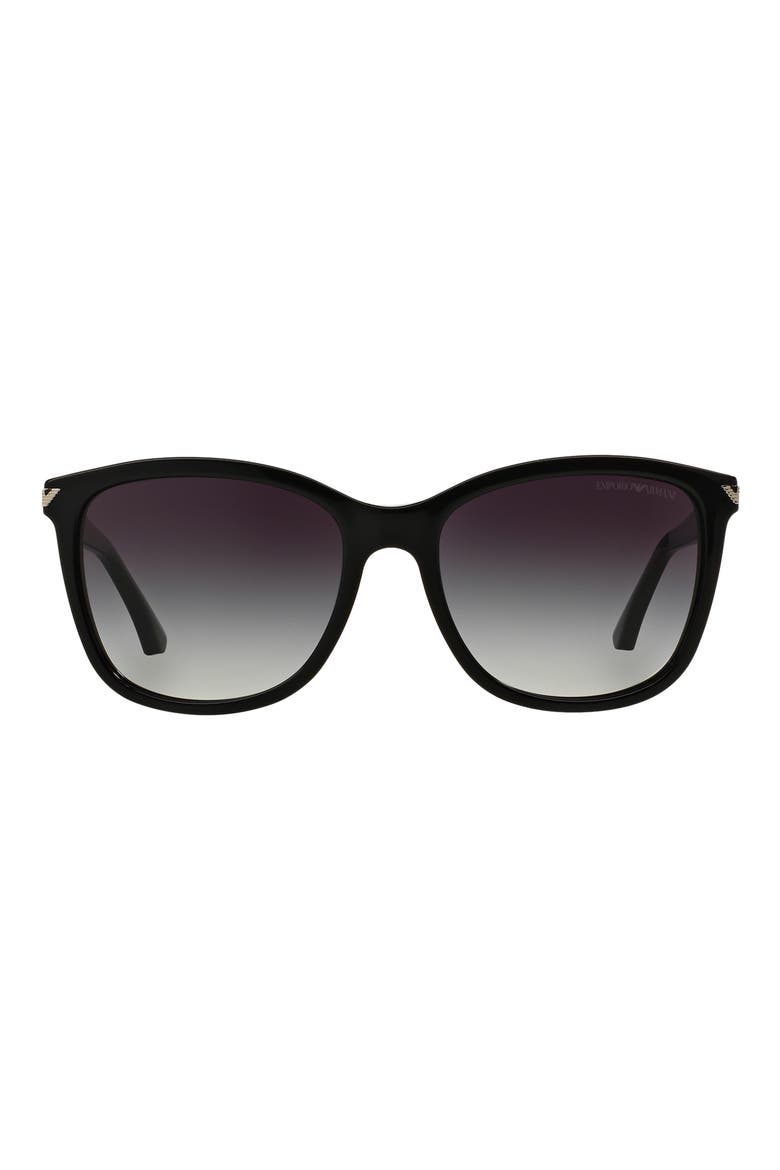 56mm Square Sunglasses, Main, color, SHINY BLACK / GRADIENT GREY