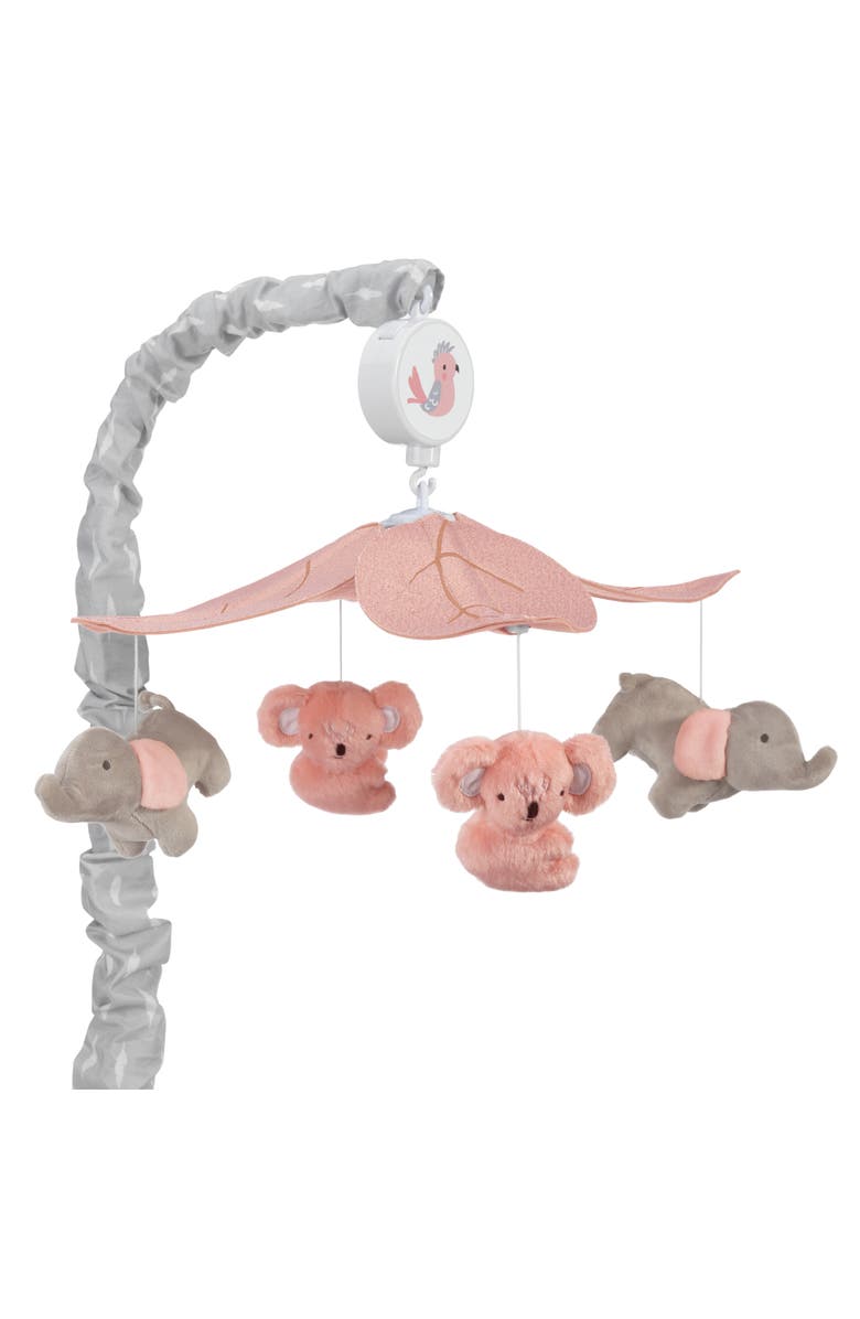 Lambs & Ivy Calypso Koala & Elephant Musical Baby Crib Mobile, Main, color, Pink