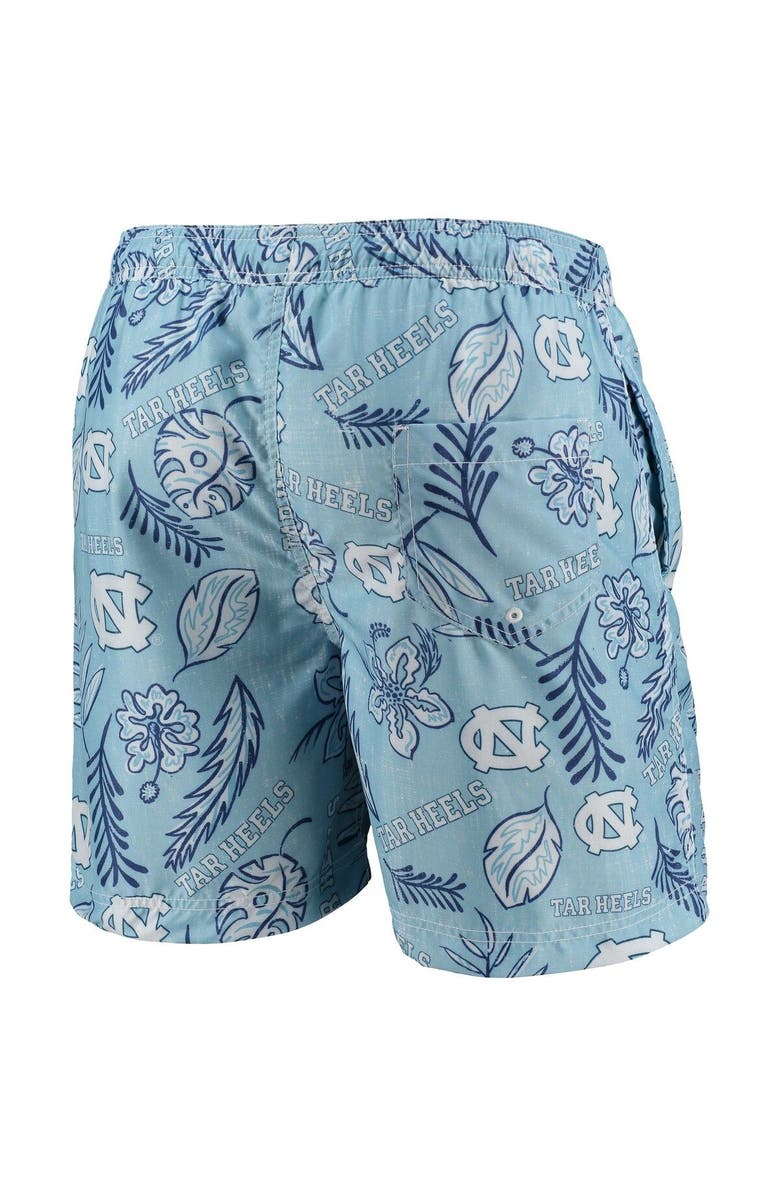 Wes & Willy Men's Wes & Willy Carolina Blue North Carolina Tar Heels Vintage Floral Swim Trunks, Alternate, color, 