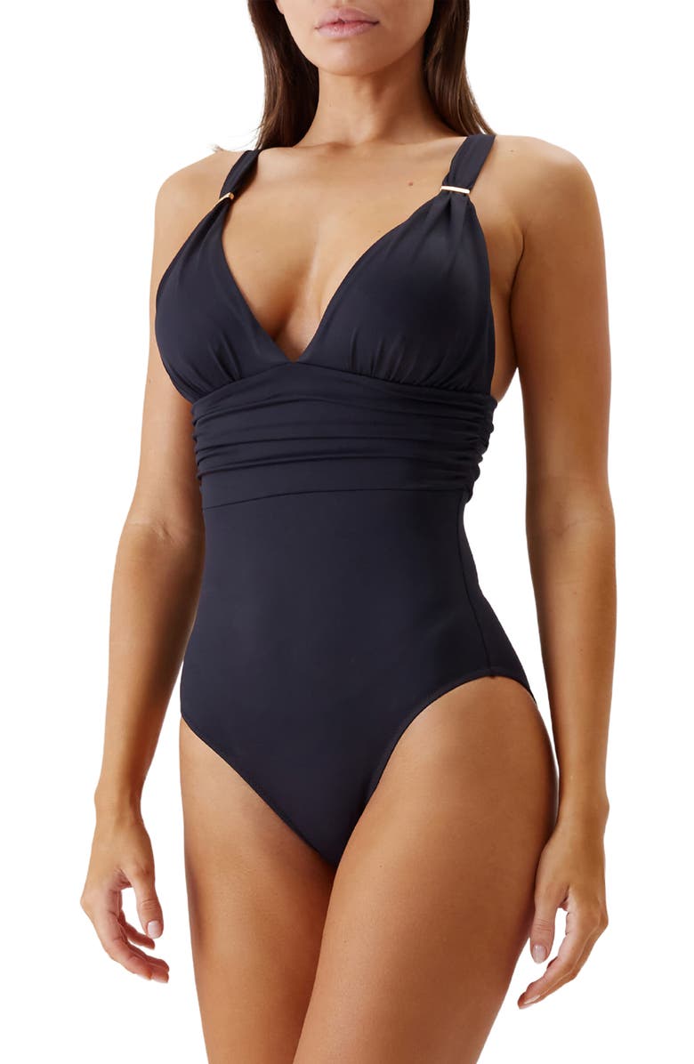 Melissa Odabash Panarea Core One-Piece Swimsuit, Main, color, Black
