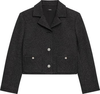 Theory Check Recycled Wool Blend Crop Jacket | Nordstrom