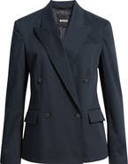 BOSS Jaleto Water Repellent Double Breasted Stretch Cotton Blazer