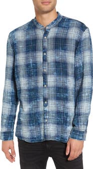 John Varvatos Star USA Check Band Collar Sport Shirt