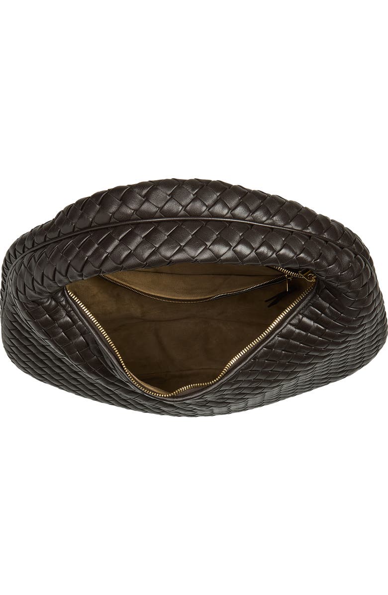Bottega Veneta Borsa Intrecciato Leather Shoulder Bag, Alternate, color, 2009 Espresso-M Brass
