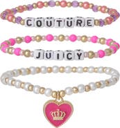 Juicy Couture Kids "Juicy" Heart Charm 3-Piece Beaded Bracelets