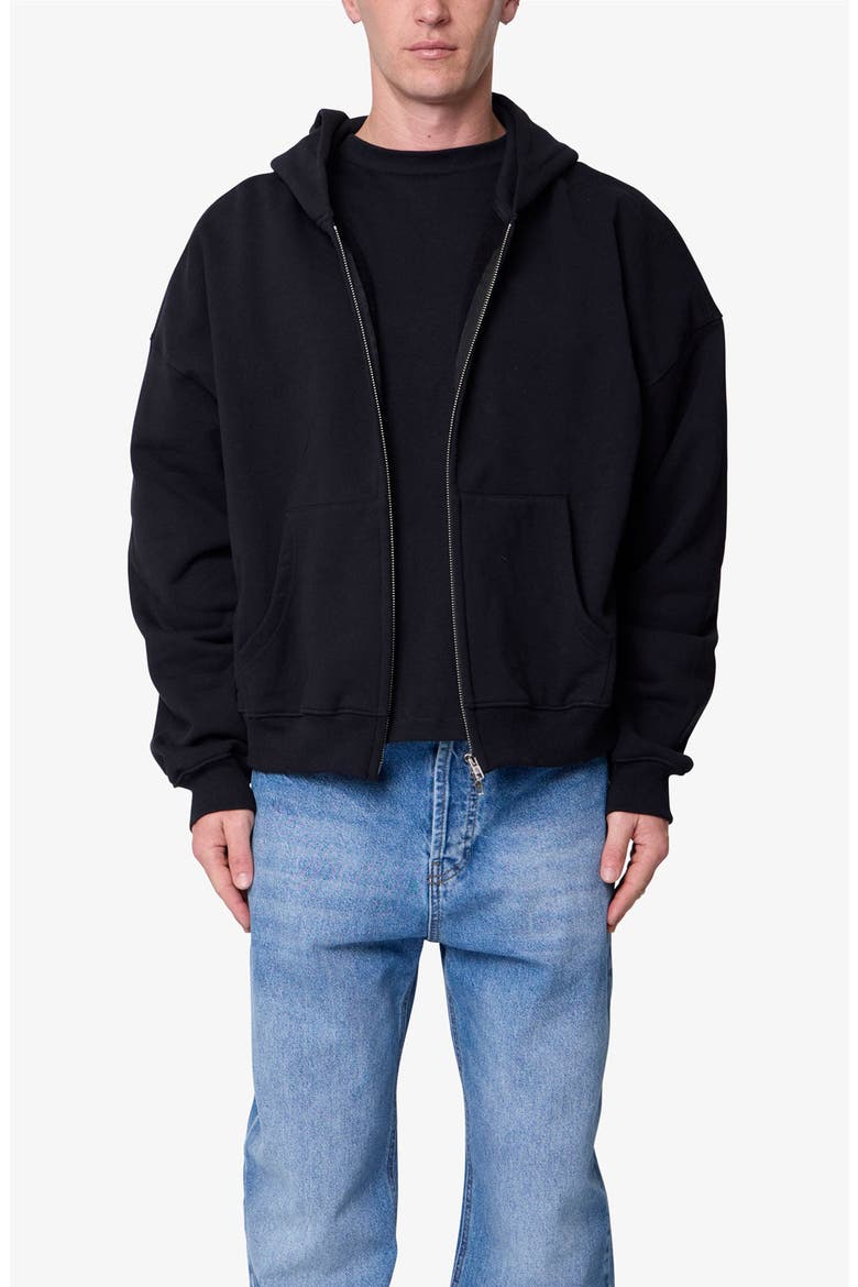 Heavy Basic Cotton Zip Front Hoodie, Alternate, color, BLACK