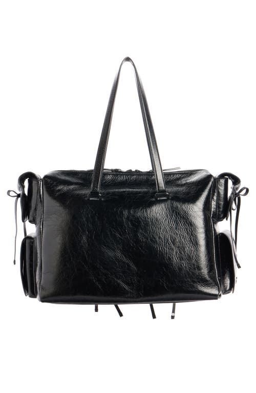 Acne Studios Multipocket Crinkled Leather Tote In Black
