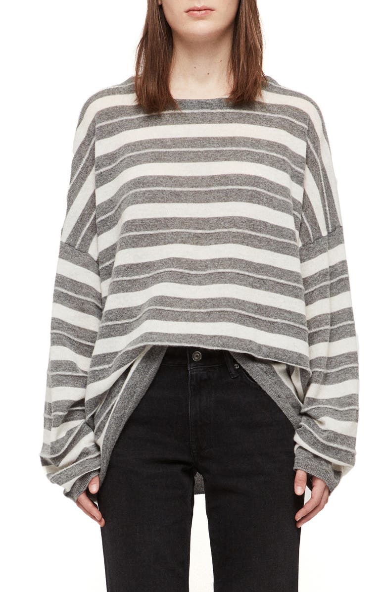 AllSaints Cassia Stripe Boat Neck Sweater, Main, color, 