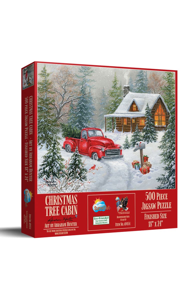 Sunsout Christmas Tree Cabin 500 piece Jigsaw Puzzle for Adults, Main, color, Multicolor