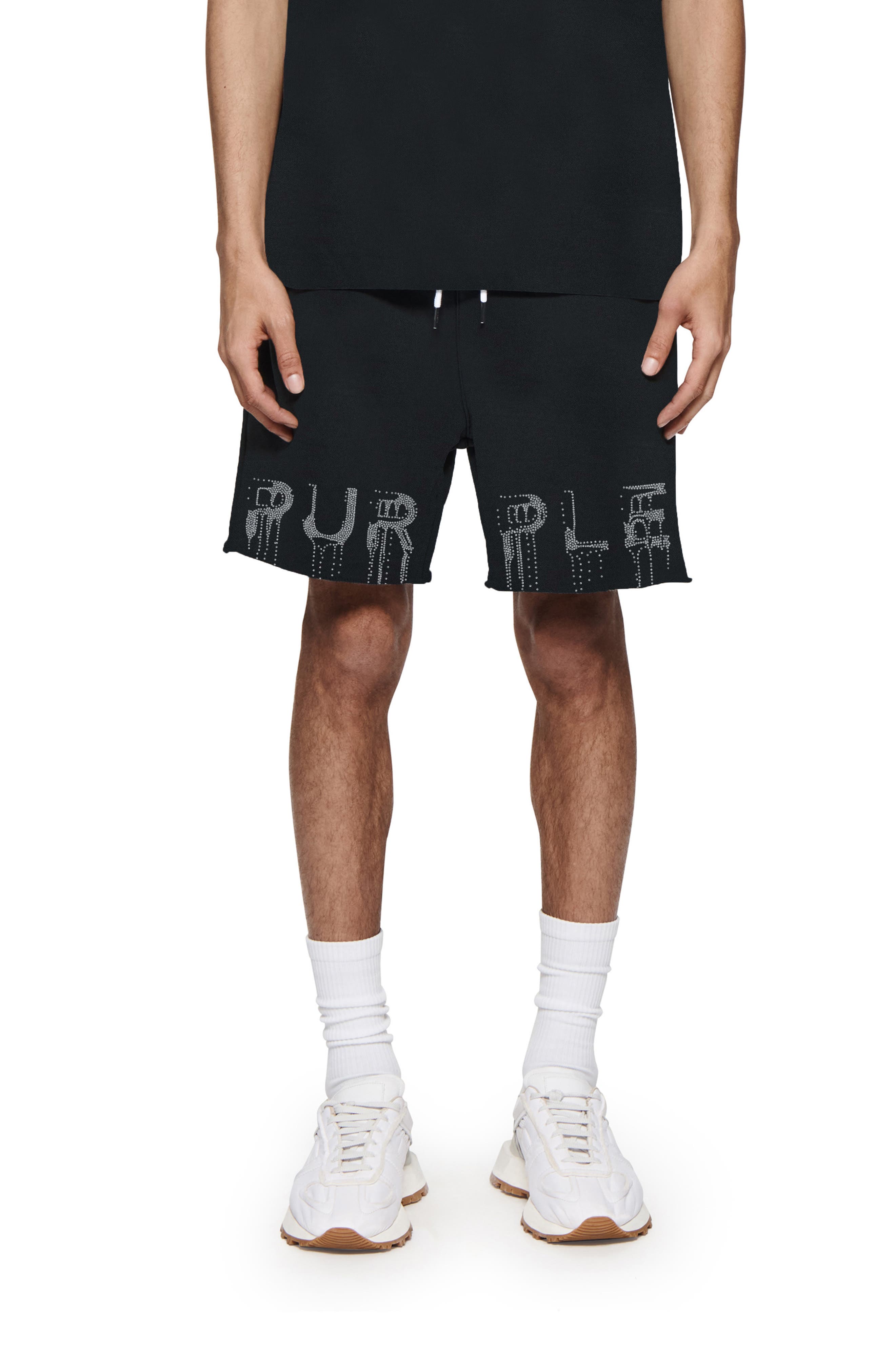 Rhinestone Fleece Sweat Shorts