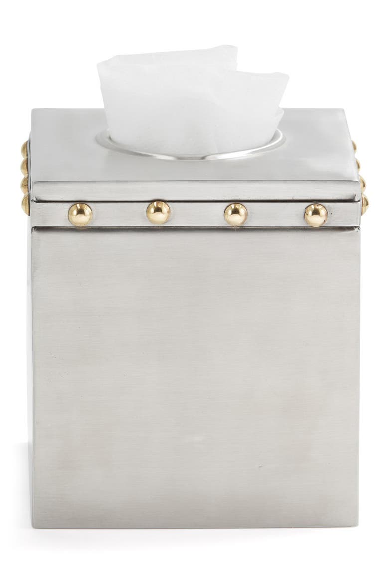 Rivets Tissue Box Cover, Alternate, color, SILVER
