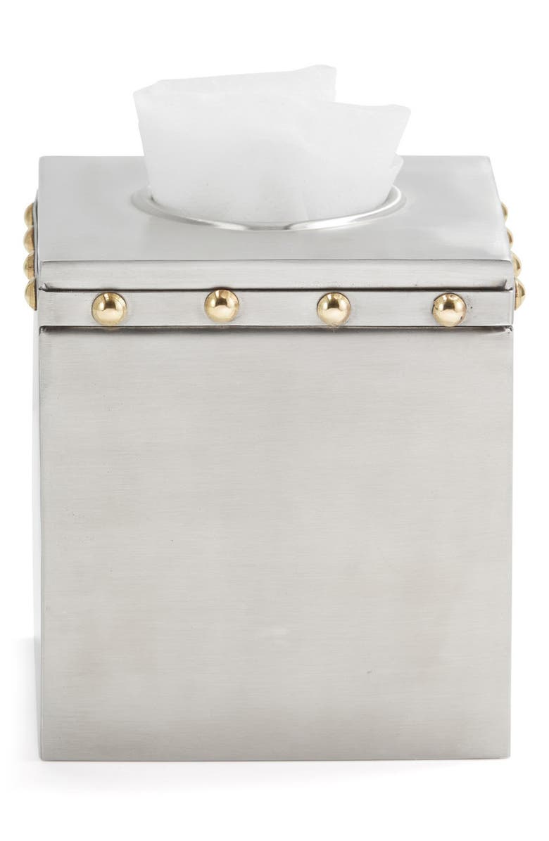 ROSELLI TRADING COMPANY Rivets Tissue Box Cover, Alternate, color, Silver