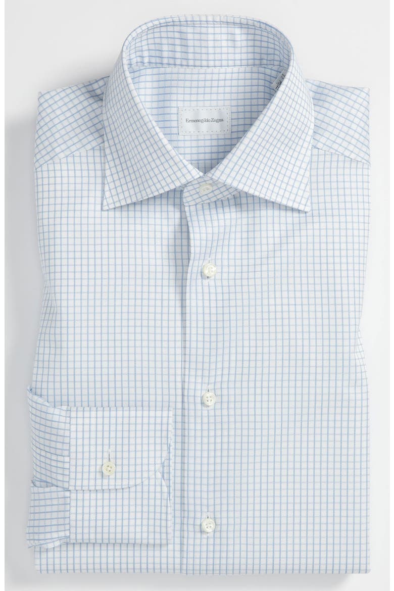 Ermenegildo Zegna Regular Fit Dress Shirt, Main, color, BLUE CHECK