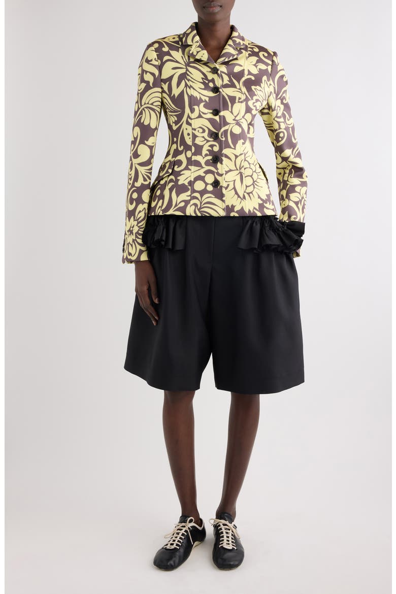 Belia Historical Floral Scuba Knit Jacket, Alternate, color, TAUPE