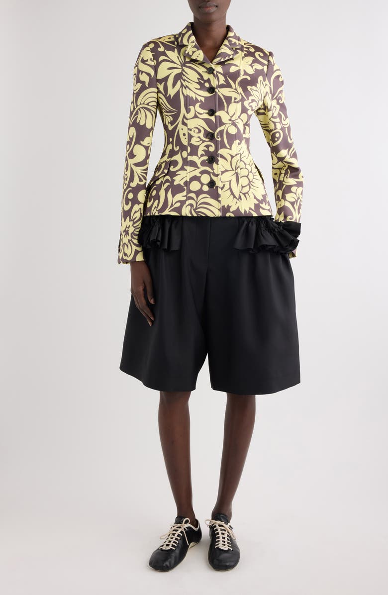 Dries Van Noten Belia Historical Floral Scuba Knit Jacket, Alternate, color, Taupe