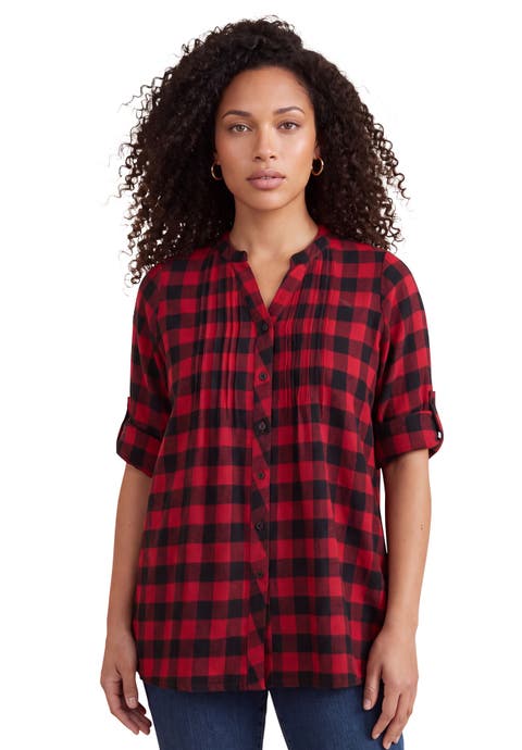 Plaid Flannel Pintuck Blouse