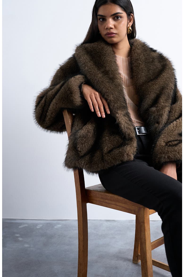 Boxy Faux Fur Coat, Alternate, color, MINK
