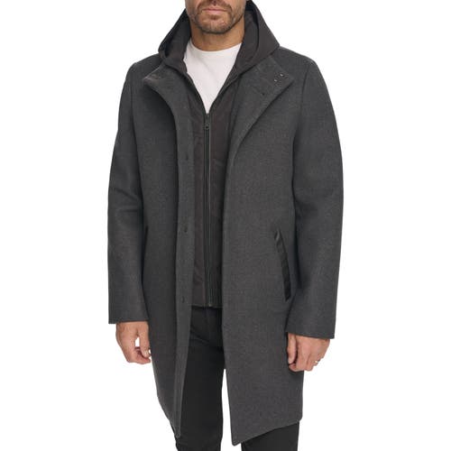 Kenneth Cole Wool Car Coat In Charcoal